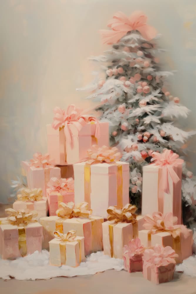 Dreamy Pink Christmas by Melloi Art Prints — canvas wall art
