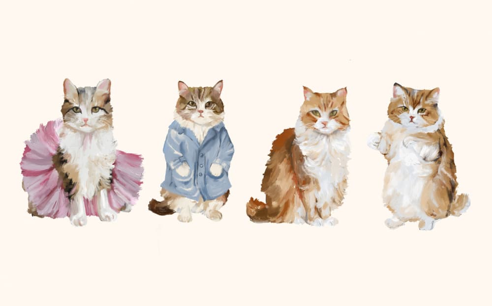 Adorable Dressed Cats by Josie George — canvas wall art