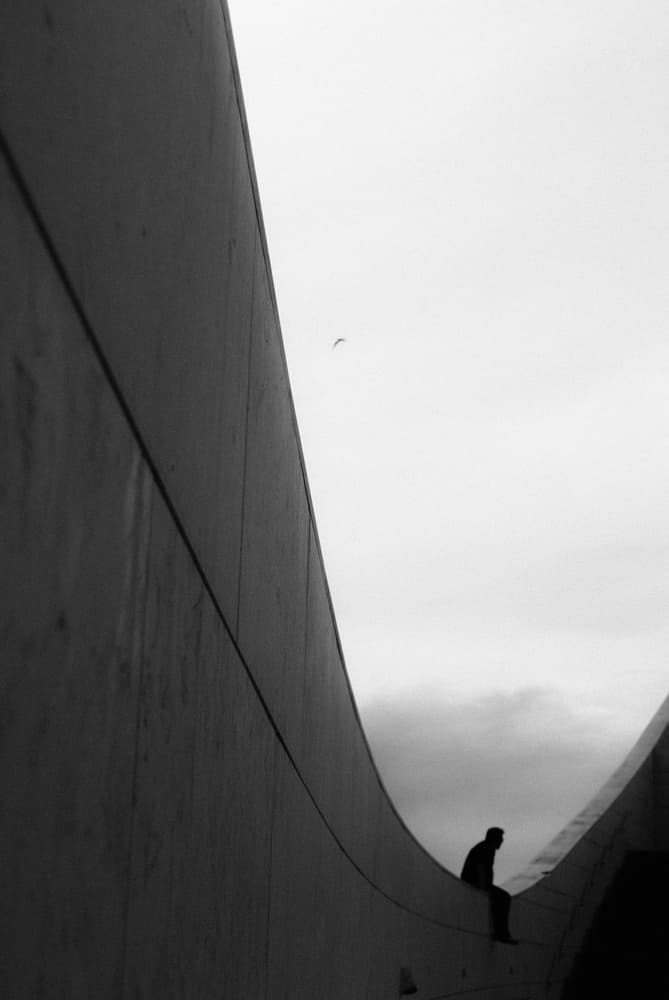Lone Man Curved Wall by Milena Seita — canvas wall art