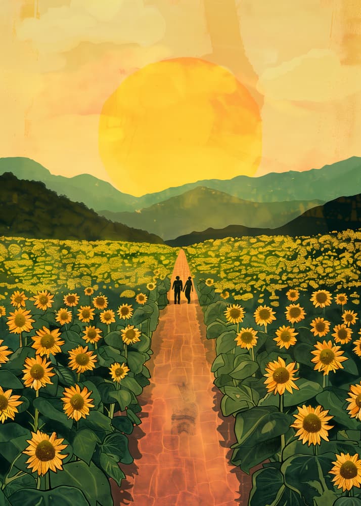 Romantic Sunflower Journey by Andreas Magnusson — canvas wall art