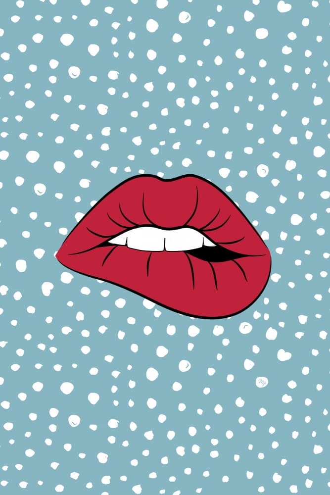Biting Red Lip by Martina — canvas wall art