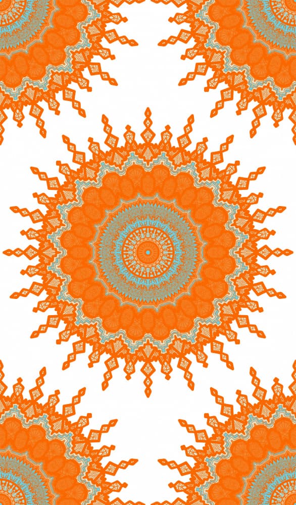 Vibrant Orange Teal Mandala by Marika Barsrsind — canvas wall art