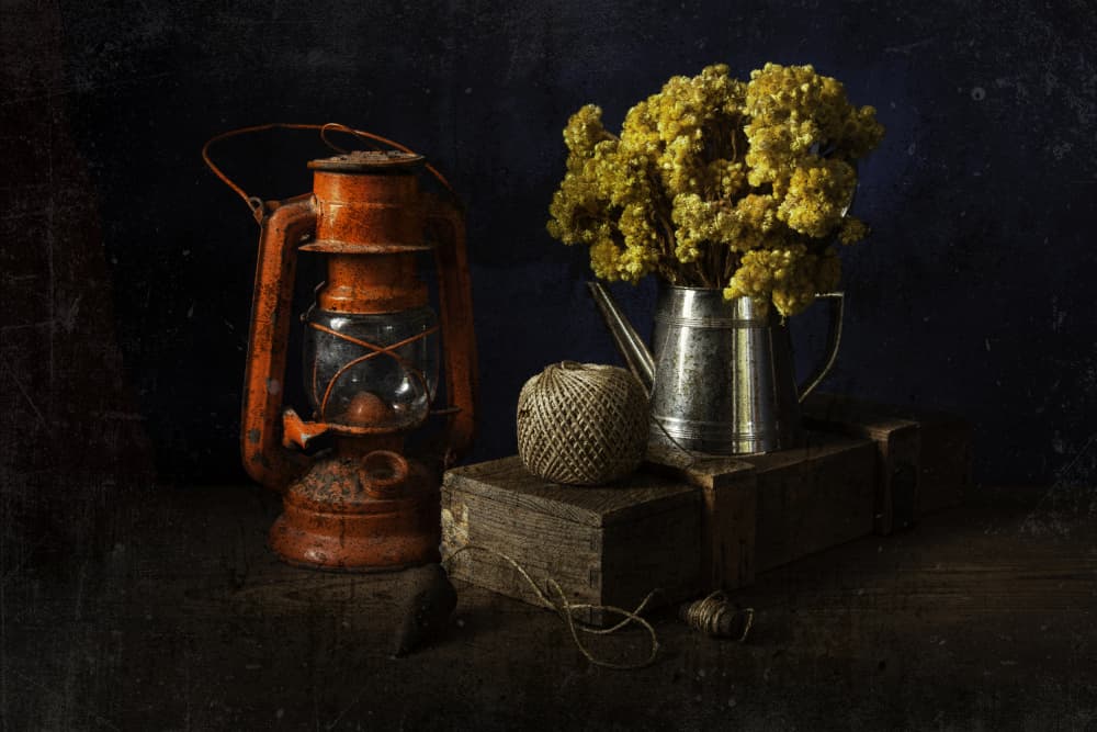 Rustic Lantern Still Life by Ramiz Sahin — canvas wall art