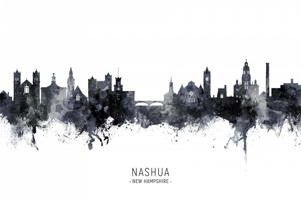 Nashua Watercolor Cityscape by Michael Tompsett — canvas wall art