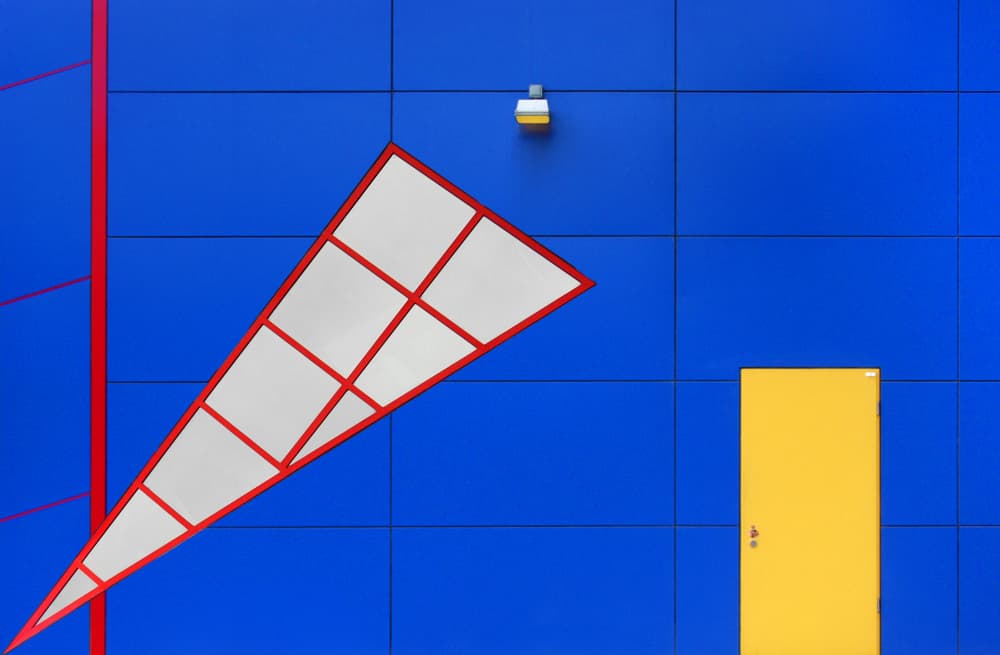 Colorful Geometric Facade by Hans-Wolfgang Hawerkamp — canvas wall art