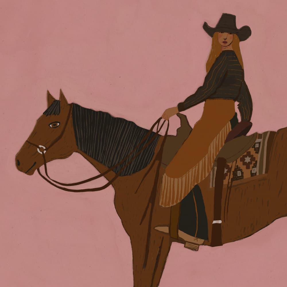 Pink Western Rider by Sharyn Bursic — canvas wall art