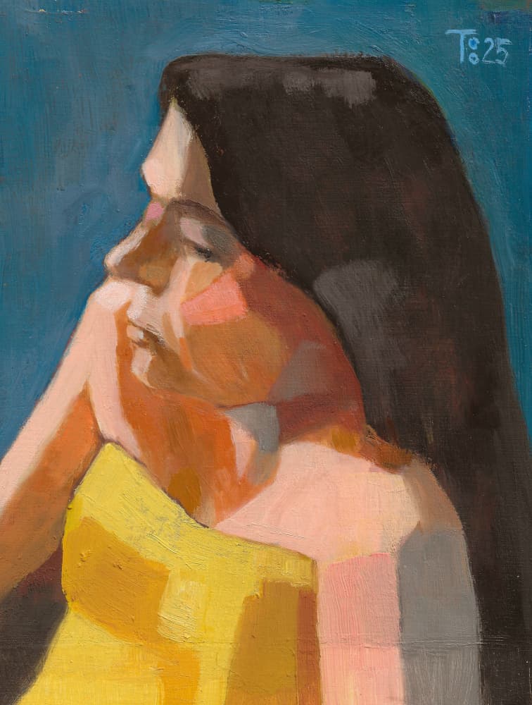 Pensive Woman Profile by Tore Bahnson — canvas wall art