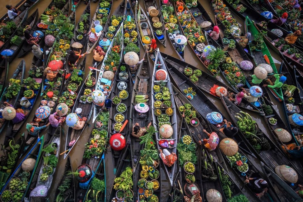 Vibrant Floating Market by Hary Muhammad — canvas wall art