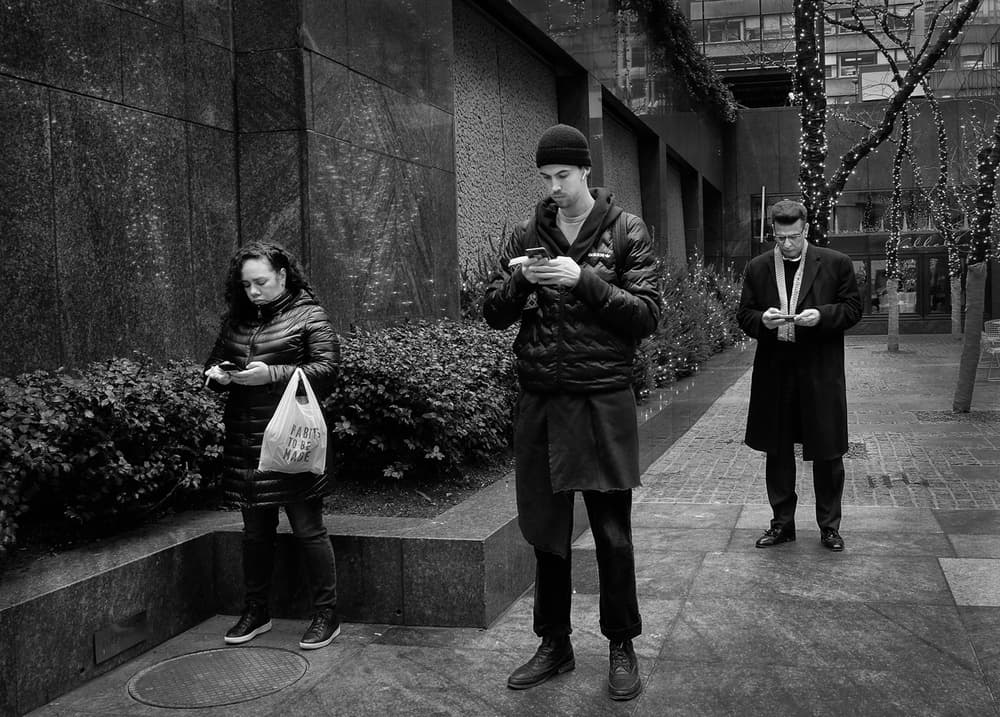 Texting In The City by Mariuca Brancoveanu — canvas wall art