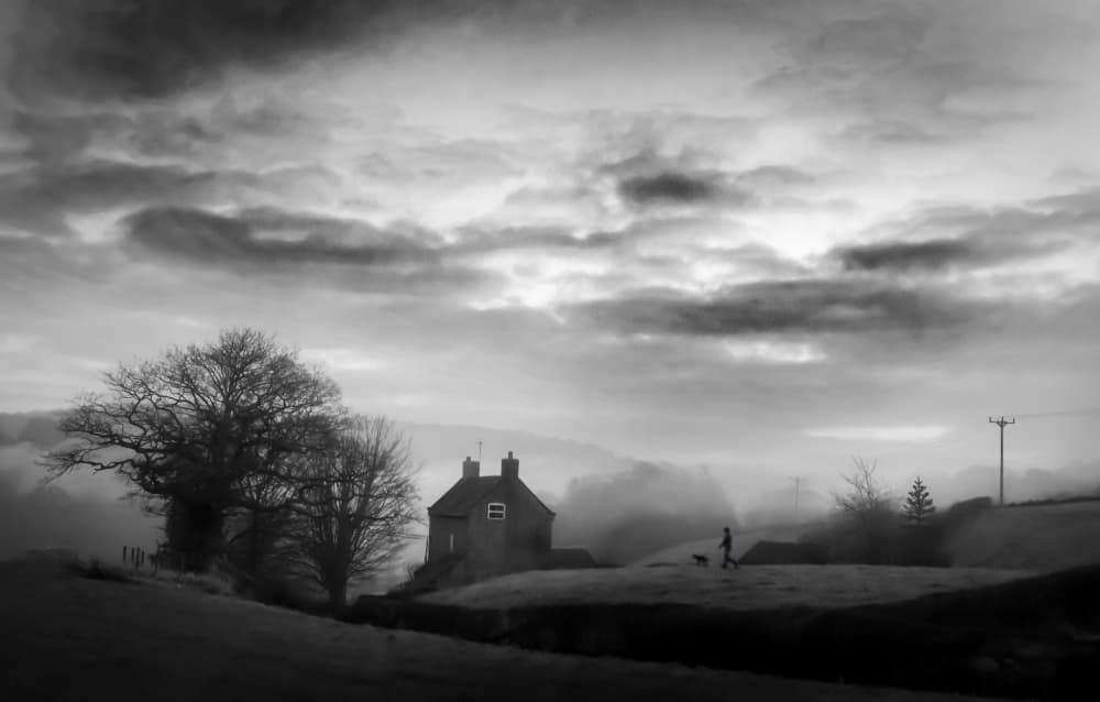 Misty Country House Walk by Amer Jassim — canvas wall art