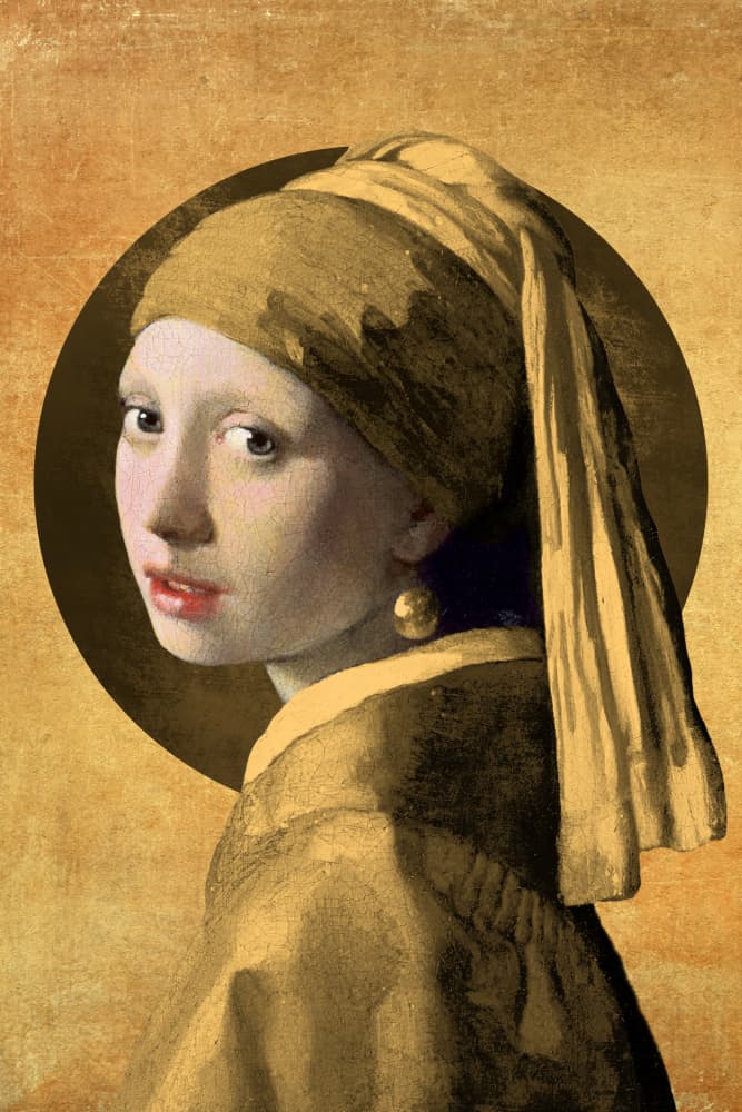 Golden Woman Portrait by Marja van den Hurk — canvas wall art