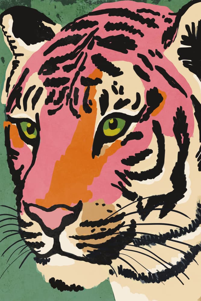 Vibrant Tiger Gaze by Treechild — canvas wall art