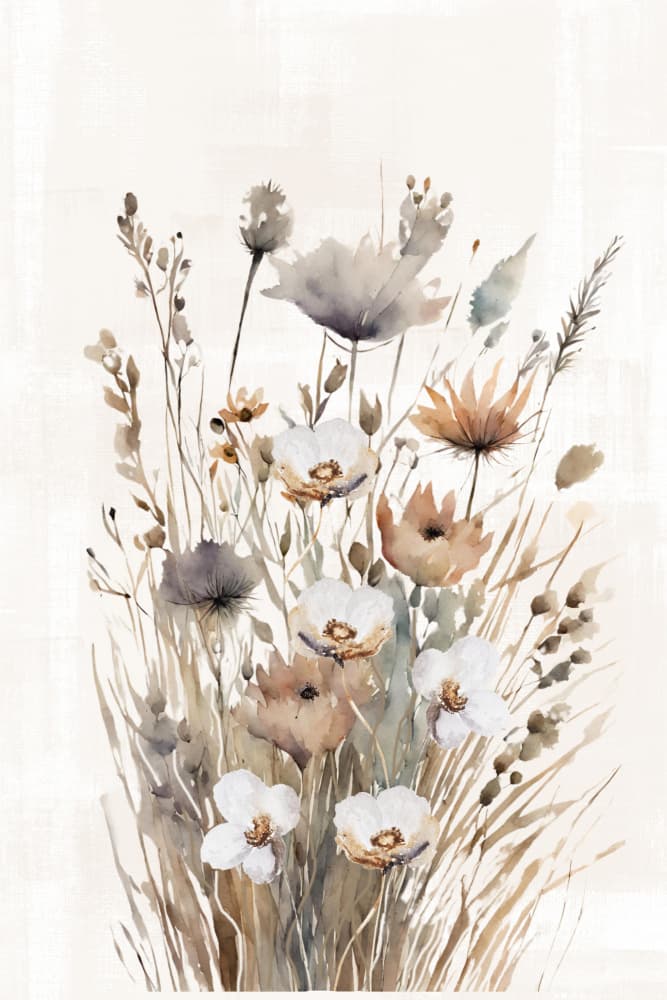Muted Wildflower Bouquet by Sally Ann Moss — canvas wall art