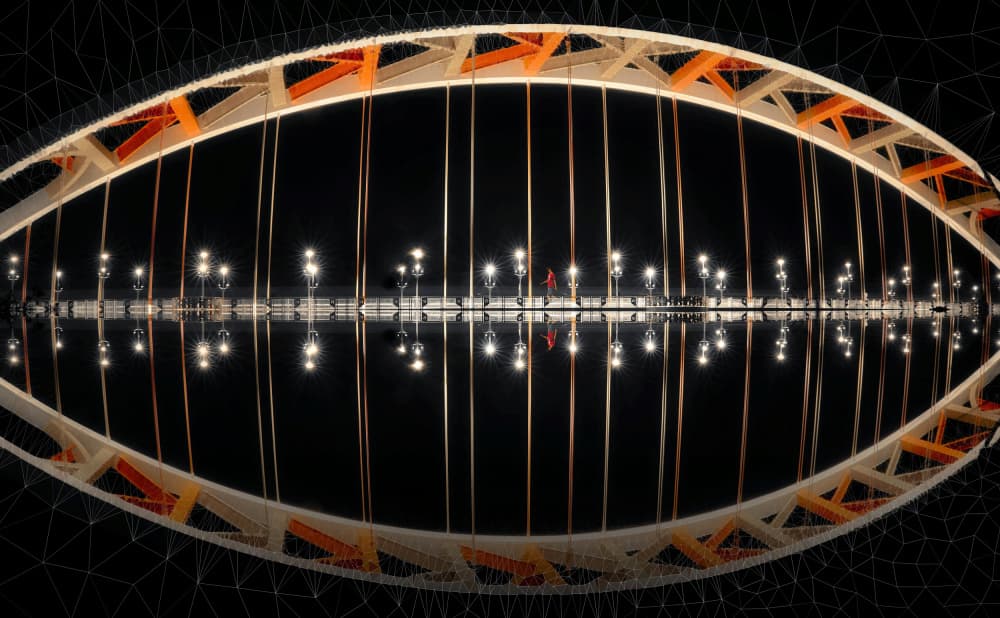 Illuminated Bridge Reflection by MingLun Tsai (蔡明倫) — canvas wall art