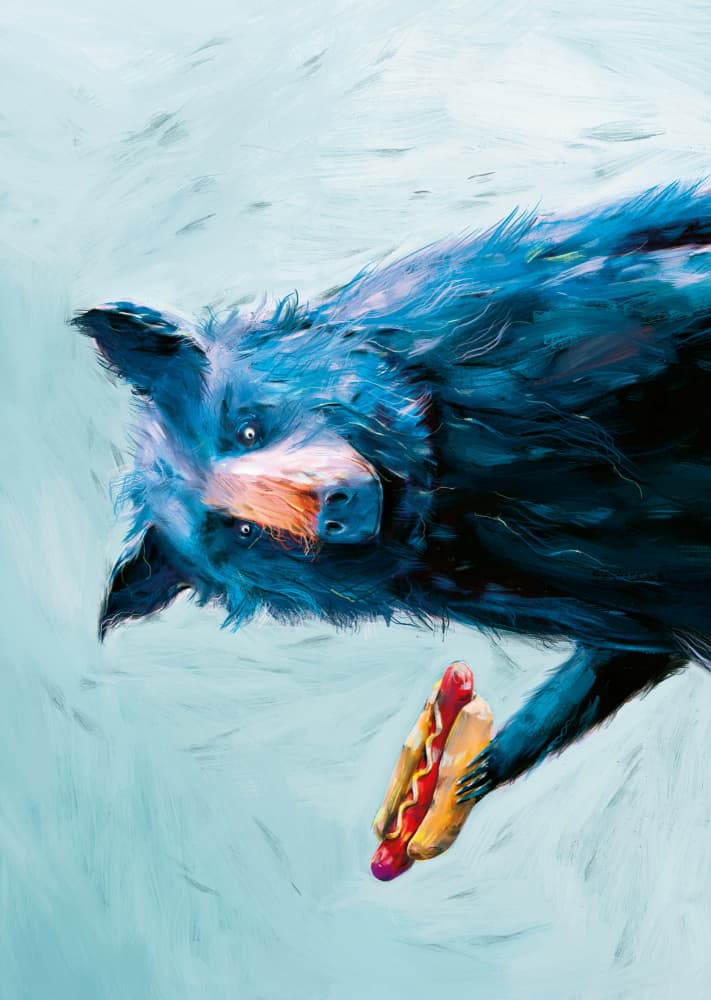 Blue Bear Hot Dog by Natascha Baumgärtner — canvas wall art