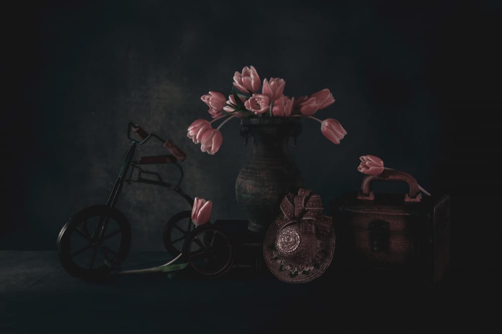 Moody Tulips Still Life by May G — canvas wall art