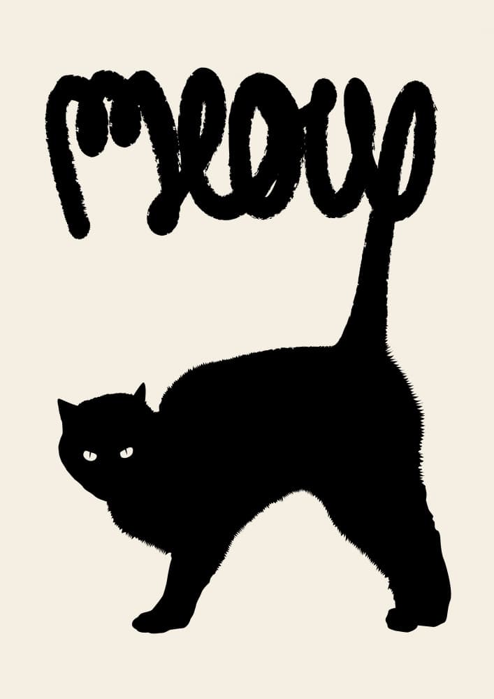 Black Cat Meow by Florent Bodart — canvas wall art