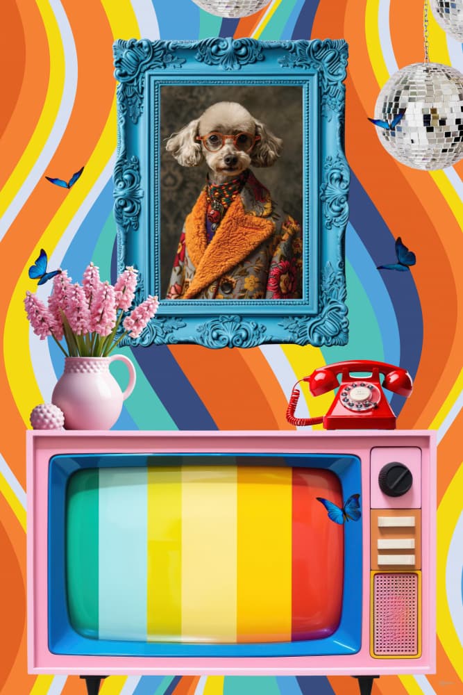 Colorful Retro Poodle by Sue Skellern — canvas wall art