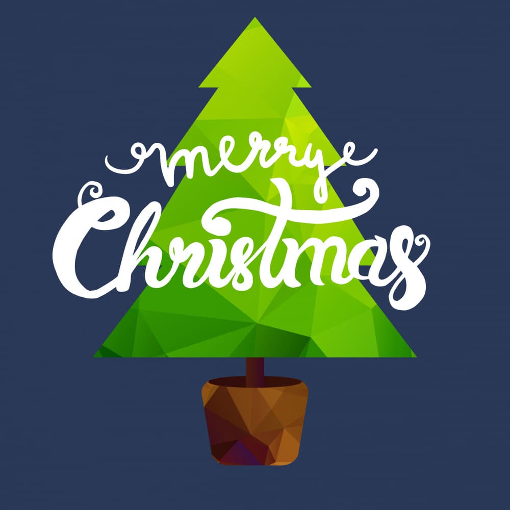 Geometric Merry Christmas Tree by Marika Barsrsind — canvas wall art