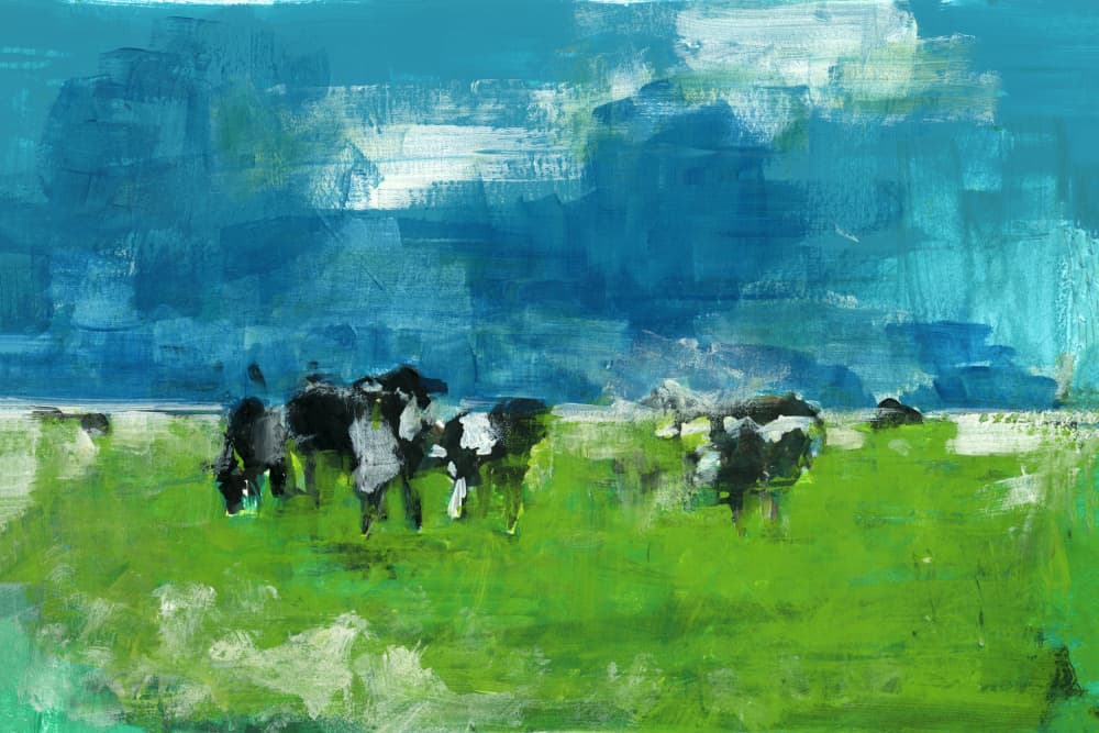 Abstract Cows in Pasture by cartissi — canvas wall art