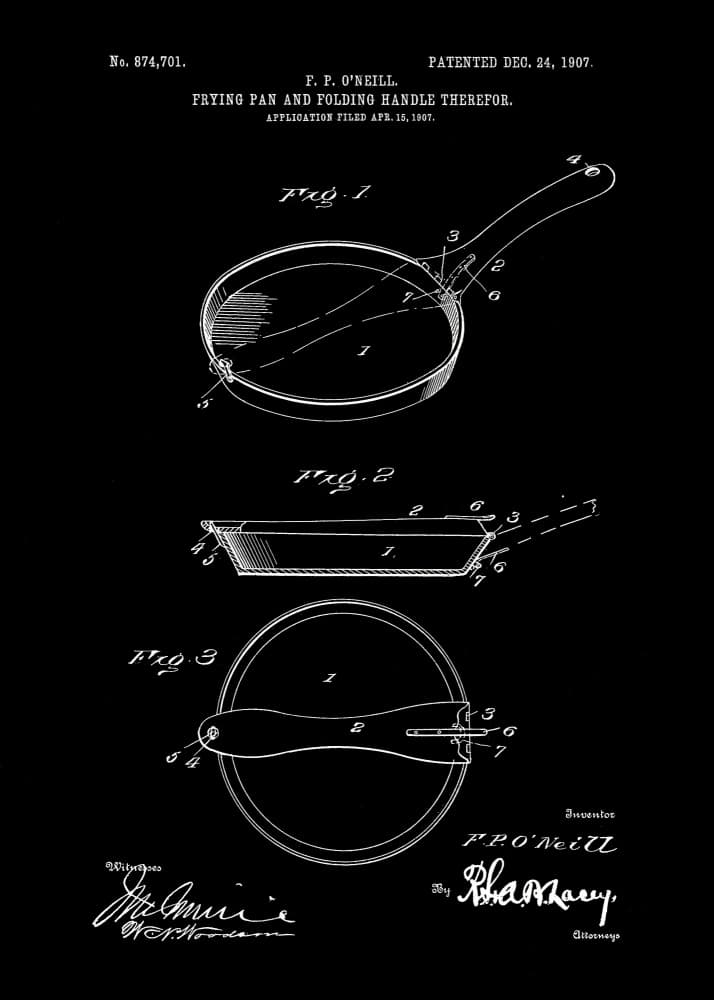 Vintage Frying Pan Patent by Andreas Magnusson — canvas wall art