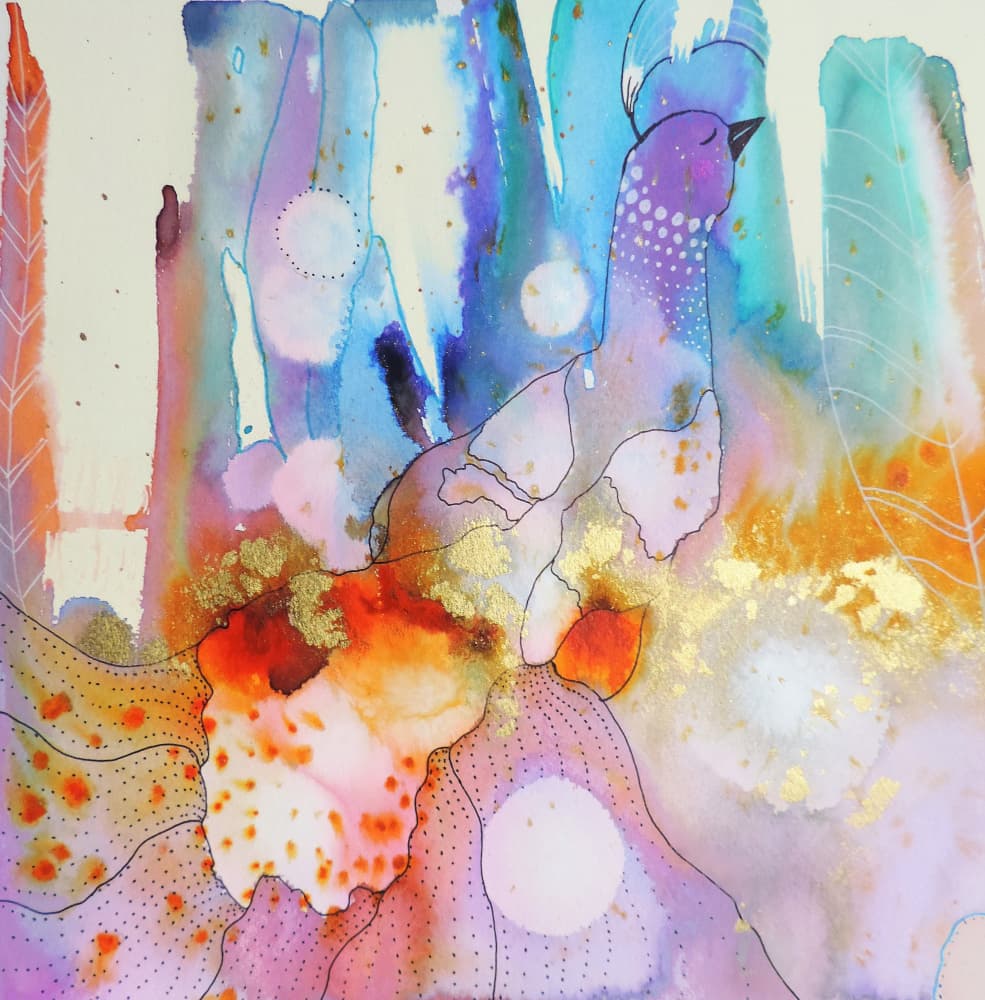 Ethereal Watercolor Bird by Sylvie Demers — canvas wall art