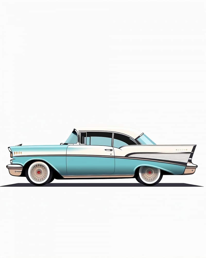 Classic Blue Car Illustration by Emiliano Deificus — canvas wall art
