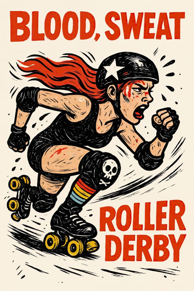 Blood Sweat Roller Derby by Natalie Bruns — canvas wall art
