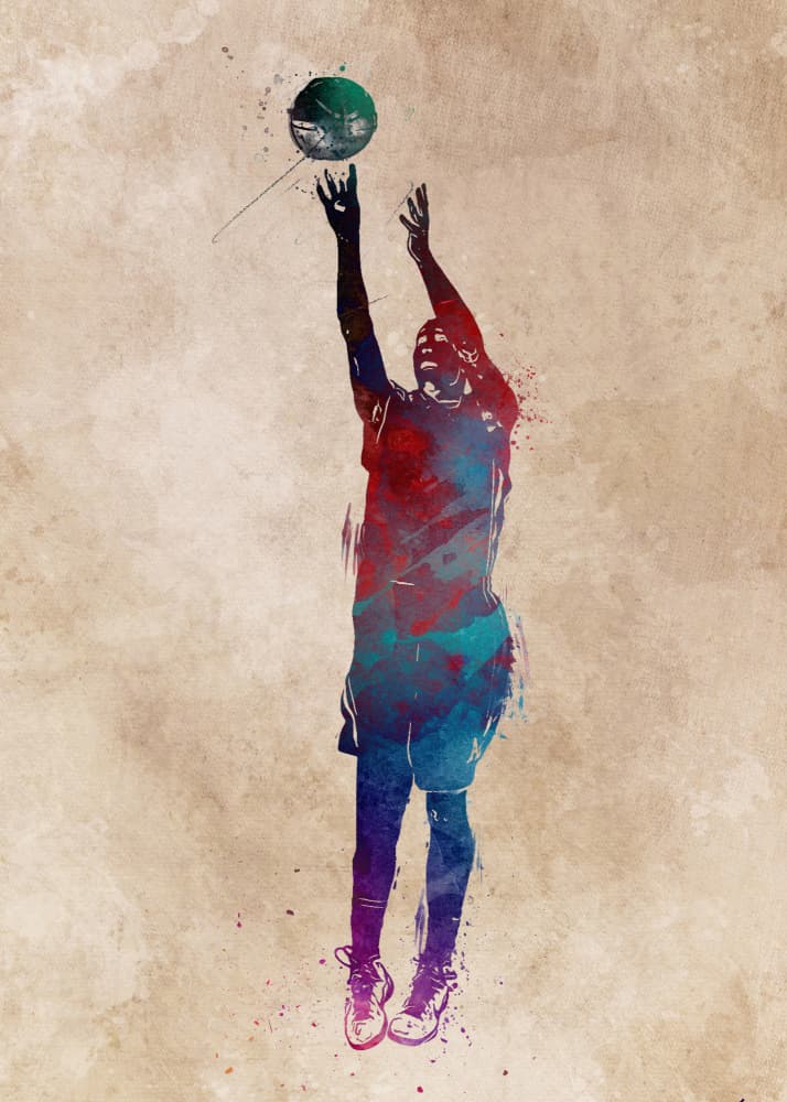 Vibrant Basketball Shooter by Justyna Jaszke — canvas wall art