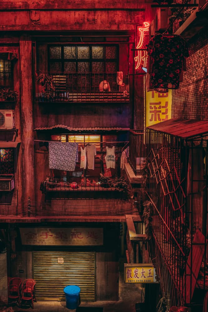 Guangzhou Red Neon Night by Yuyu Zheng — canvas wall art