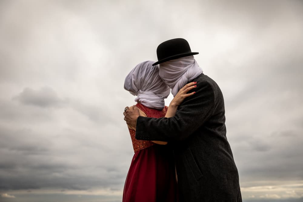 Mysterious Romantic Embrace by Genadijs Ze — canvas wall art