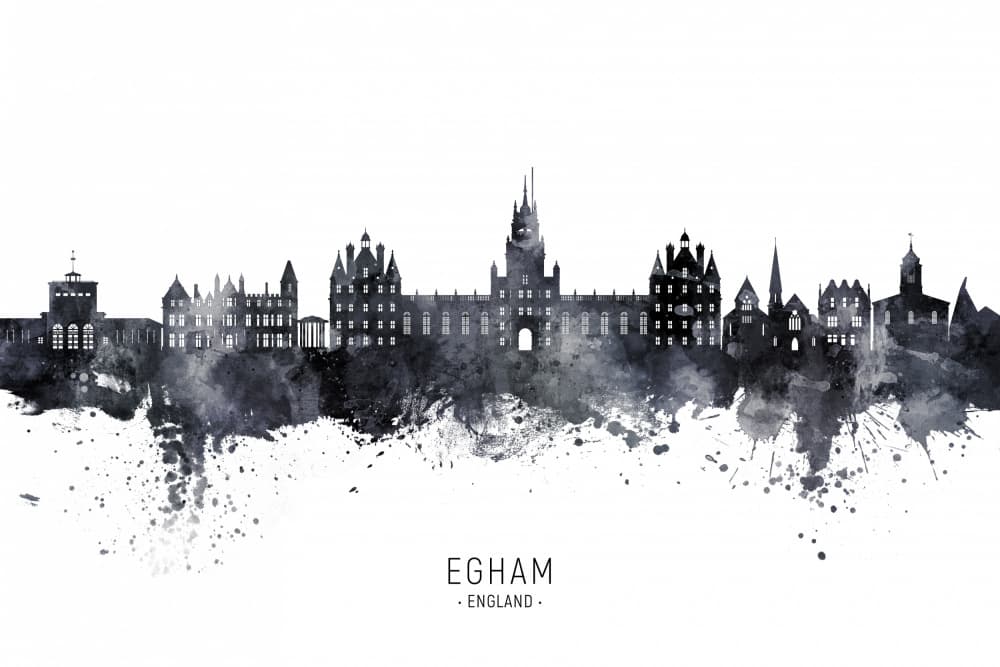 Egham England Skyline by Michael Tompsett — canvas wall art