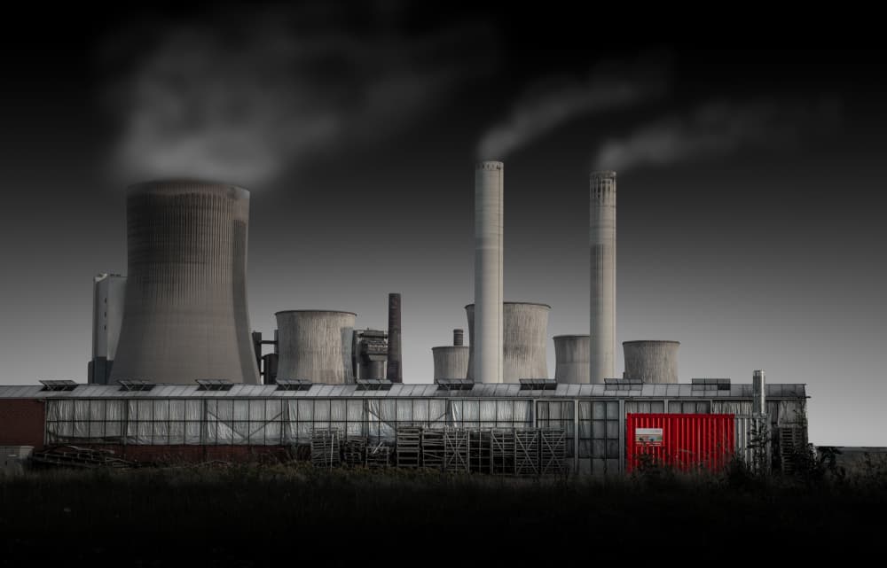 Smoking Power Plant by Jörg Vollrath — canvas wall art