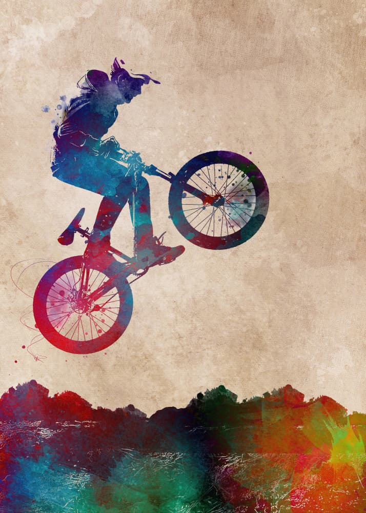 Vibrant BMX Rider by Justyna Jaszke — canvas wall art