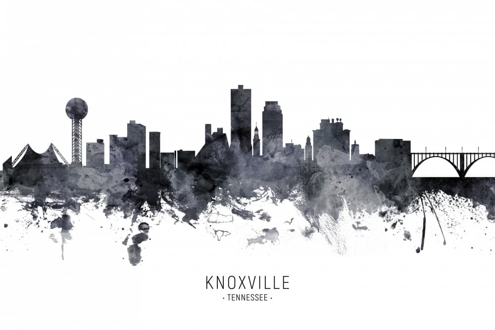 Knoxville Watercolor Skyline by Michael Tompsett — canvas wall art