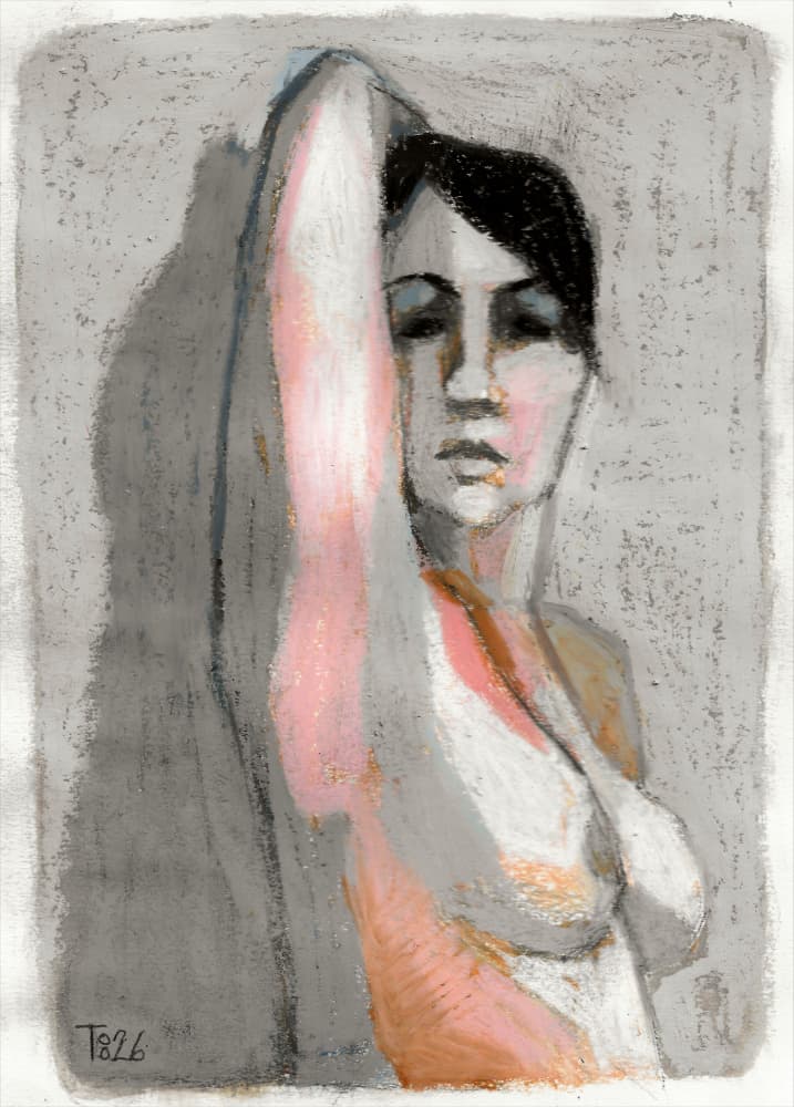 Pensive Figure Drawing by Tore Bahnson — canvas wall art