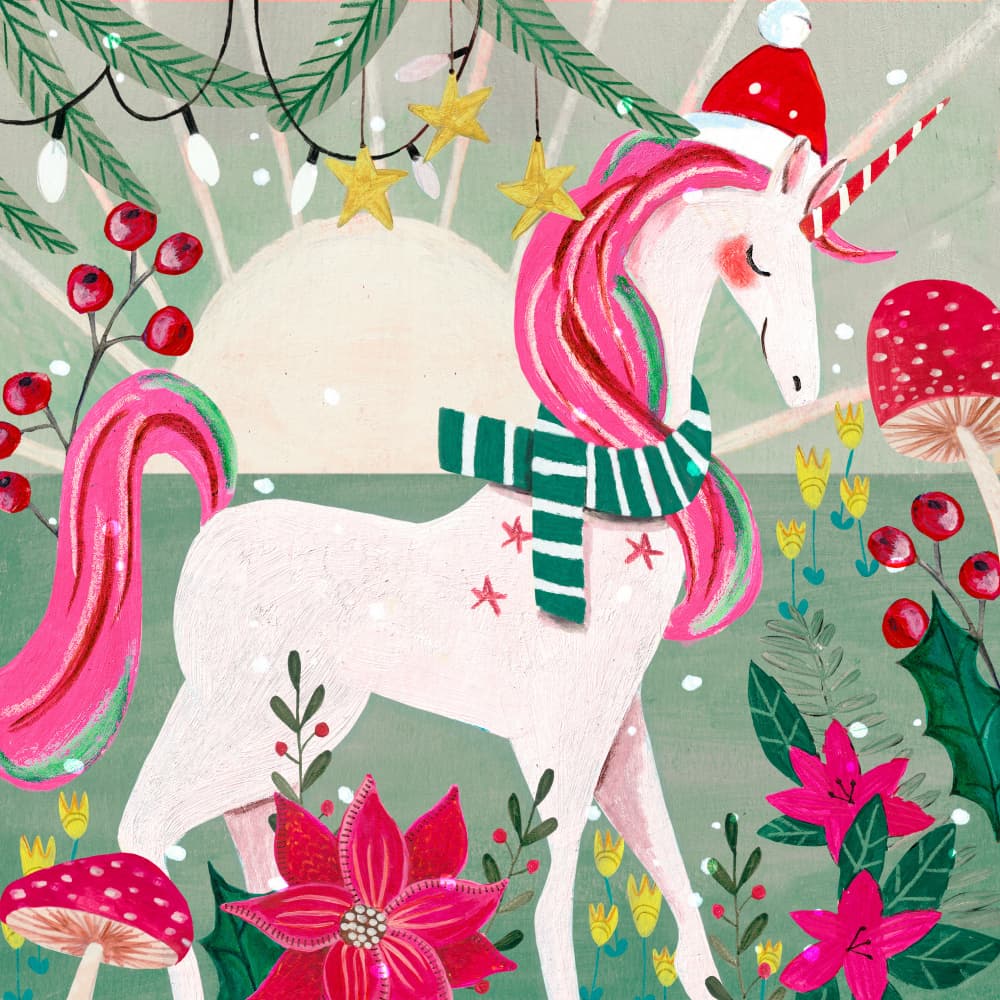 Christmas Unicorn by Caroline Bonne Müller — canvas wall art