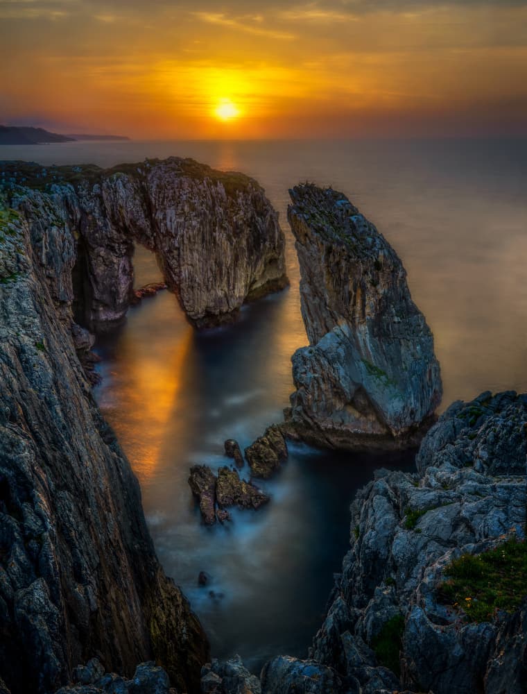 Golden Coastal Arch Sunset by Yuan Su — canvas wall art