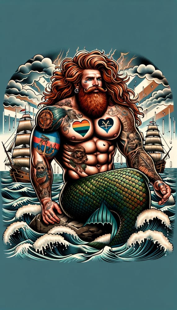 Bearded Ocean Merman by David Galan — canvas wall art