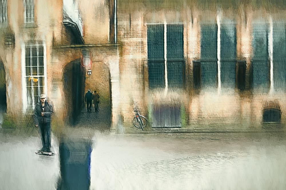 Urban Skateboarder Archway by Jan van der Linden — canvas wall art