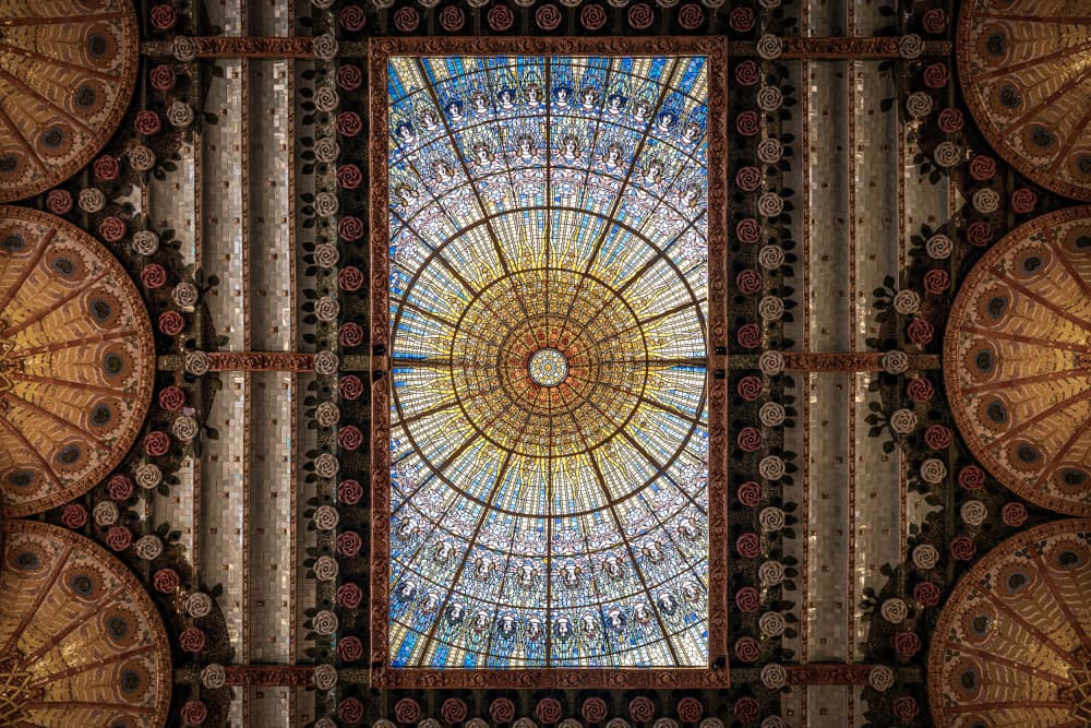 Stained Glass Sunburst Ceiling by Linda Wride — canvas wall art