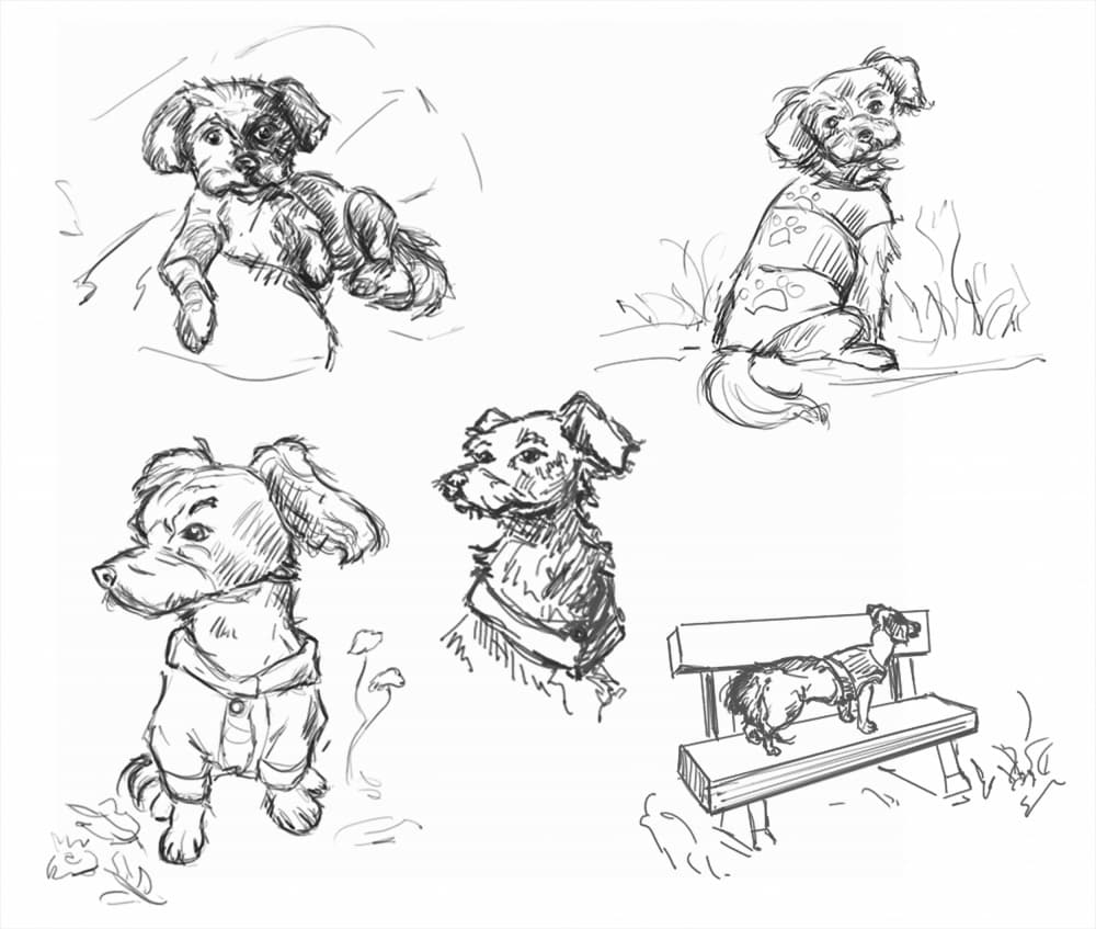 Playful Puppy Doodles by Nadia Cuevas — canvas wall art