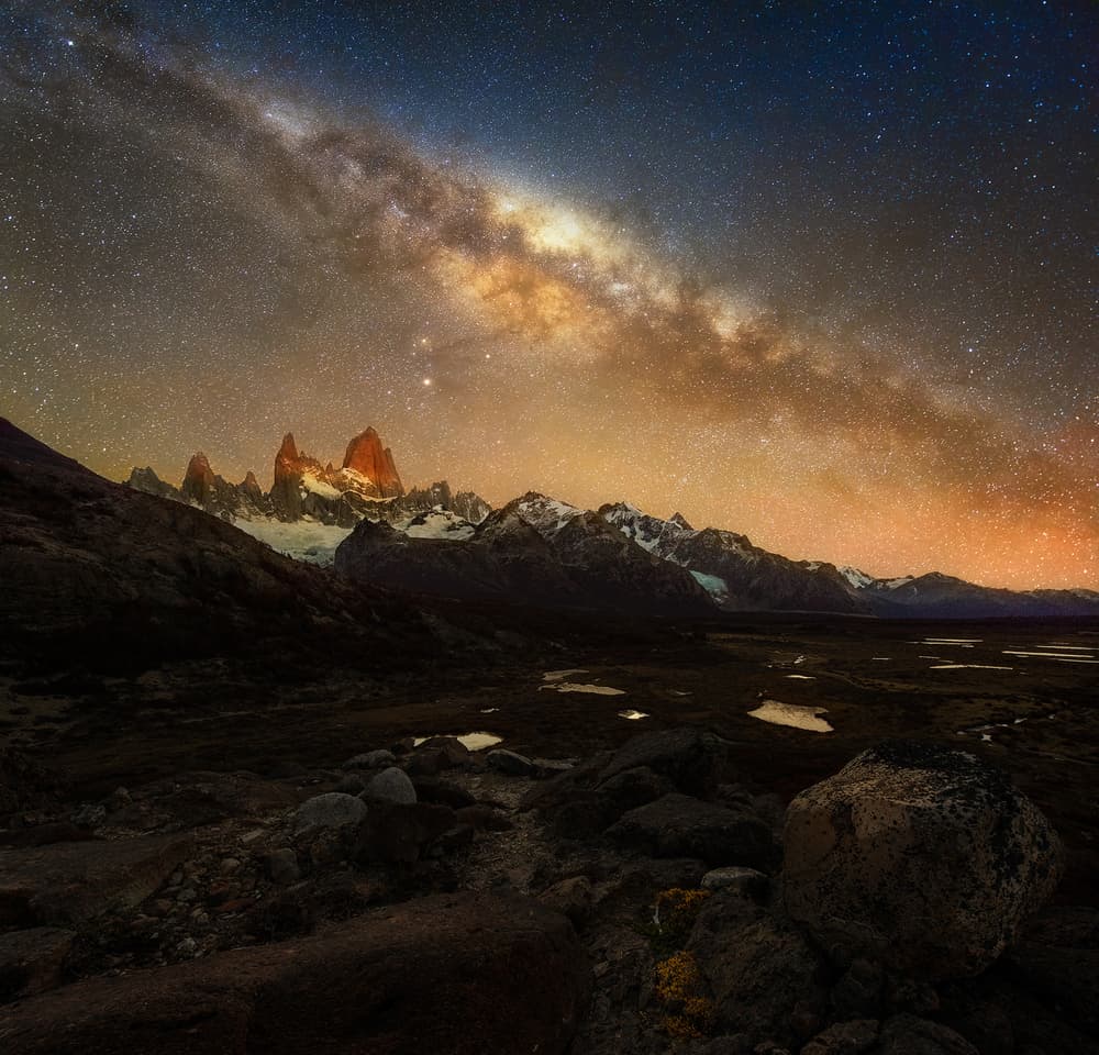 Milky Way Over Mountains by Yan Zhang — canvas wall art