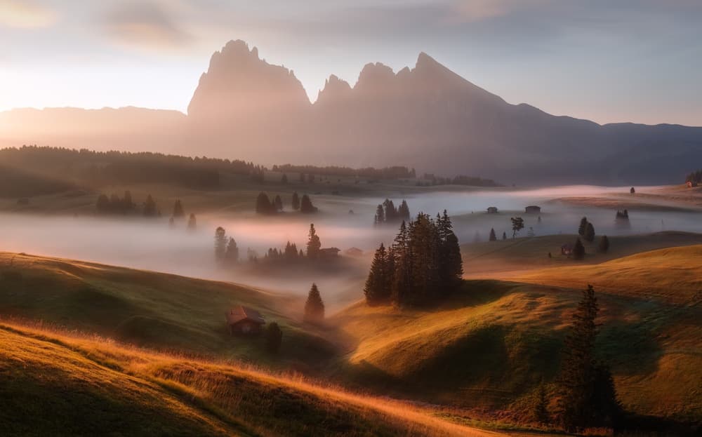 Misty Dolomites Sunrise by Richard Beresford Harris — canvas wall art