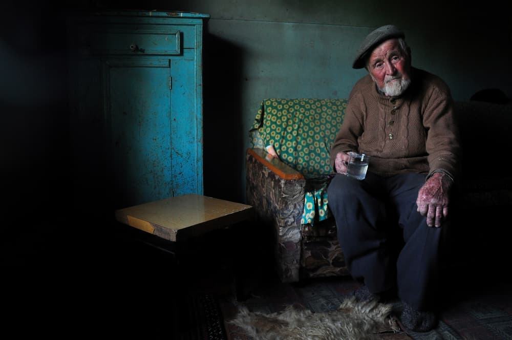 Elderly Man Quiet Moment by Fatma GÖKMEN — canvas wall art