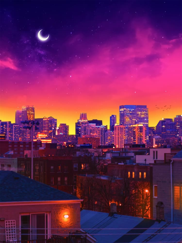 Vibrant City Sunset Glow by Ritvik takkar — canvas wall art