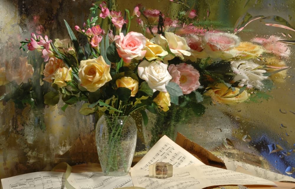 Romantic Rainy Roses by Andrey Morozov — canvas wall art