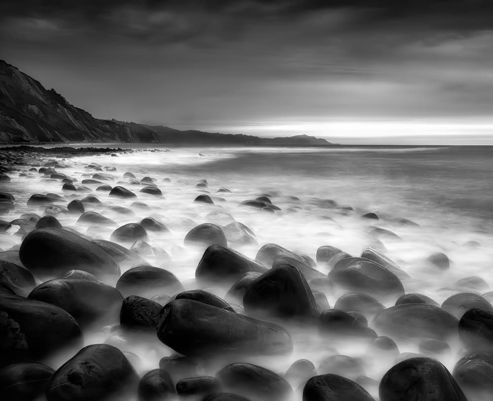 Misty Rocky Shore by Fran Osuna — canvas wall art
