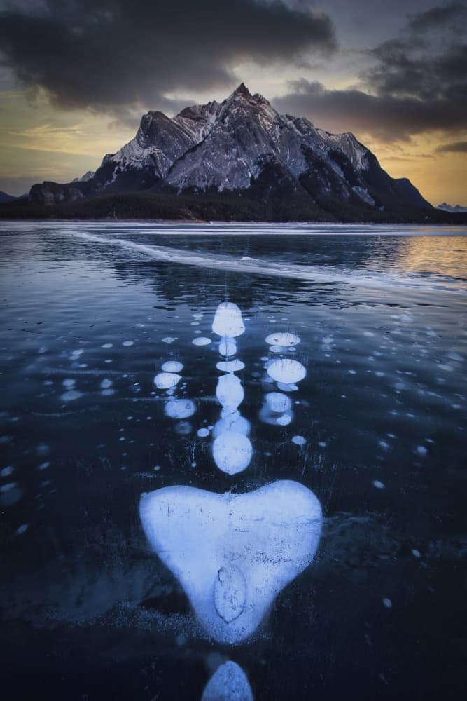 Frozen Bubbles Mountain Lake by Michael Zheng — canvas wall art