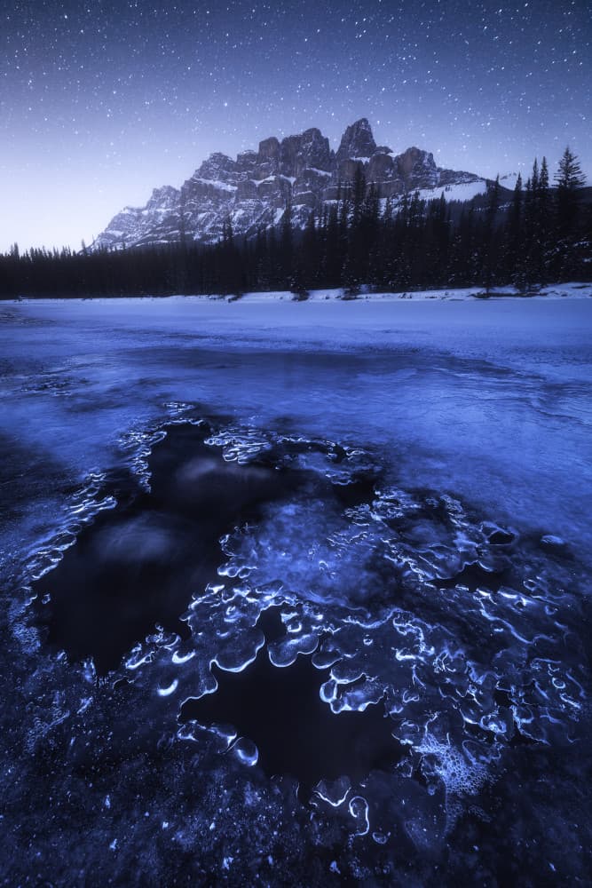 Icy Mountain Starlight by Daniel Gastager — canvas wall art